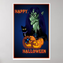 Bruja verde - poster del feliz Halloween