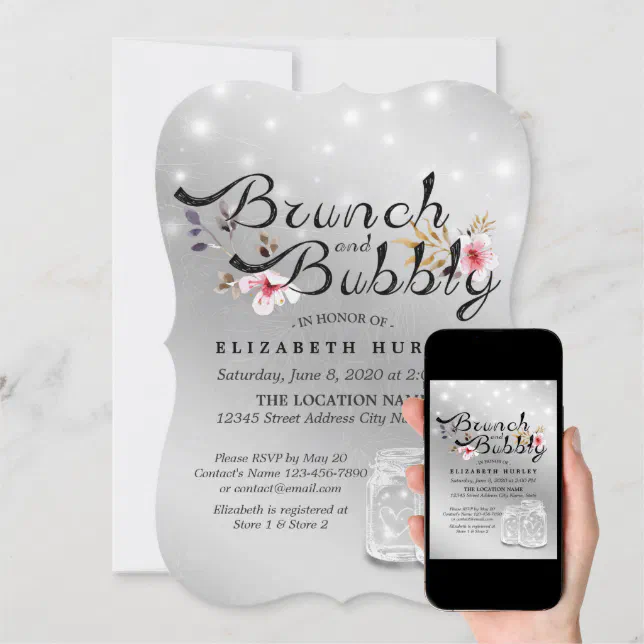 Brunch Bubbly Bridal Shower Mason Jar String Light Invitation Zazzle