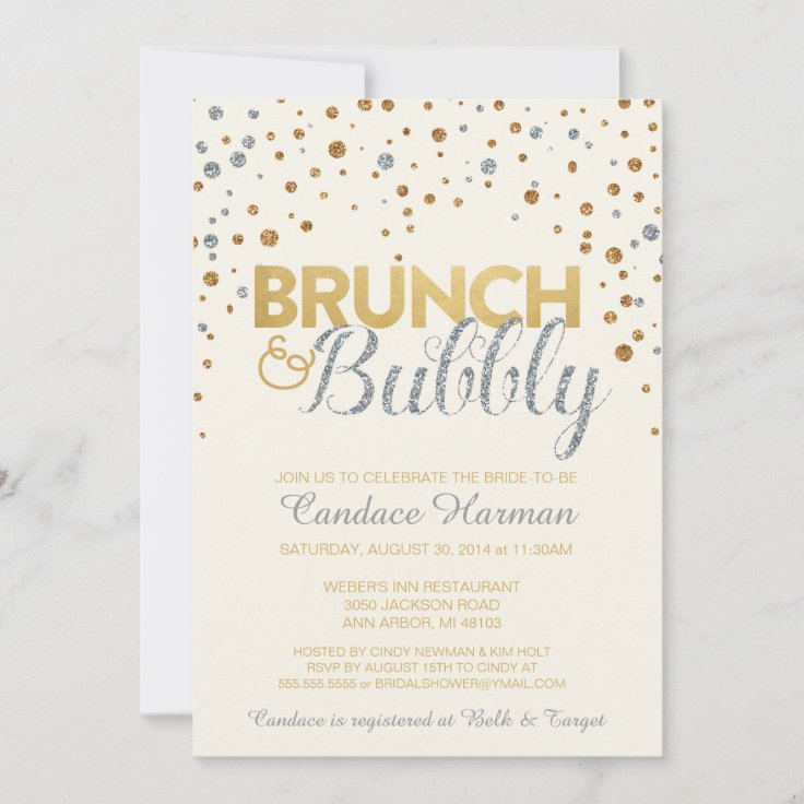 Brunch Bubbly Glitter Bridal Shower Invitation Zazzle