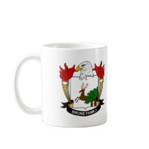 Brune Family Crest mugs by coatsofarms Brune Family Crest mugs
