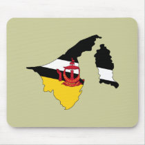 Brunei Darussalam flag map mousepads