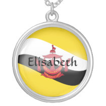 Brunei Flag + Name Necklace