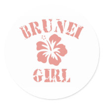 Brunei Pink Girl Round Stickers