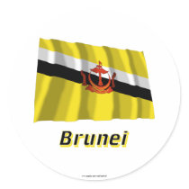 Brunei Waving Flag with Name Sticker
