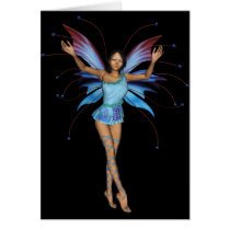 Brunette 3D Pixie - Purple & Blue Card