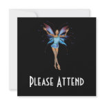 Brunette 3D Pixie - Purple &amp; Blue Invite