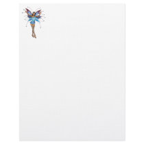 Brunette 3D Pixie - Purple & Blue Custom Letterhead