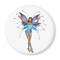 Brunette 3D Pixie - Purple & Blue Magnets