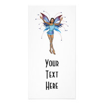 Brunette 3D Pixie - Purple & Blue Customized Photo Card