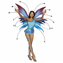 Brunette 3D Pixie - Purple & Blue Cut Outs