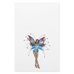 Brunette 3D Pixie - Purple &amp; Blue Personalized Stationery