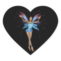 Brunette 3D Pixie - Purple & Blue Round Stickers