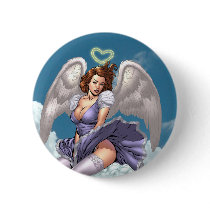 Brunette Angel Pinup with Heart Halo by Al Rio