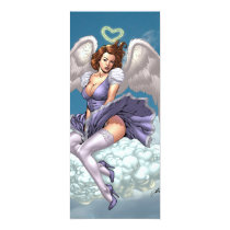 brunette,angel,angels,wings,halo,heart,purple,dress,cloud,al rio,art,comics, Invitation with custom graphic design