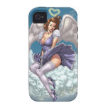 Brunette Angel Pinup with Heart Halo by Al Rio iPhone 4 Covers