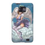 Brunette Angel Pinup with Heart Halo by Al Rio Samsung Galaxy Covers