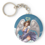 Brunette Angel Pinup with Heart Halo by Al Rio Keychains