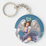 Brunette Angel Pinup with Heart Halo by Al Rio Keychains