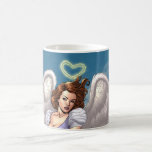 Brunette Angel Pinup with Heart Halo by Al Rio Coffee Mug