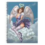 Brunette Angel Pinup with Heart Halo by Al Rio Note Book