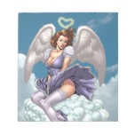 Brunette Angel Pinup with Heart Halo by Al Rio Scratch Pads