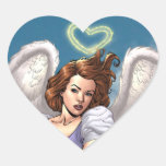 Brunette Angel Pinup with Heart Halo by Al Rio Heart Stickers