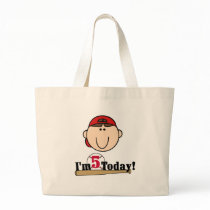 Brunette Boy Baseball 5th Birthday bags