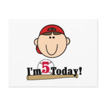 Brunette Boy Baseball 5th Birthday postcards by kids_birthdays Brunette Boy Baseball 5th Birthday postcards