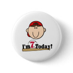 Brunette Boy Baseball 7th Birthday Buttons