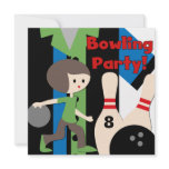 Brunette Boy Bowling Party Invitations