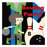 Brunette Boy Bowling Party Invitations