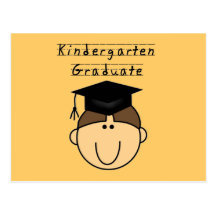 Brunette Boy Kindergarten Graduate Post Card