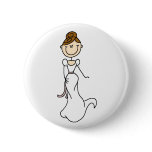 Brunette Bride Button