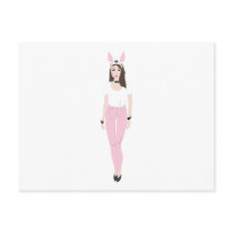 Brunette character in bunny costume Post Card