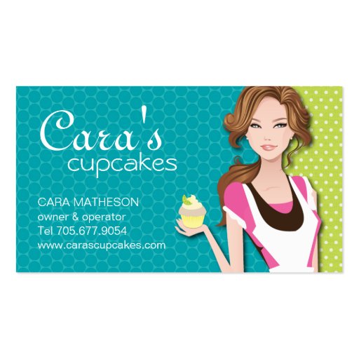 Brunette Cupcake Girl Business Cards