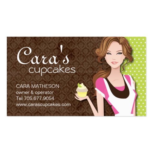 Brunette Cupcake Girl Business Cards (front side)