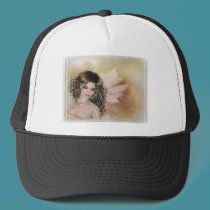 Brunette Fantasy with Soft Leaf Fall Background hats