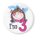 Brunette Girl I'm Three magnets by girl_stuff Brunette Girl I'm Three magnets