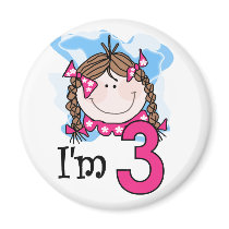 Brunette Girl I'm Three magnets by girl_stuff Brunette Girl I'm Three magnets