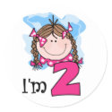 Brunette Girl I'm Two stickers