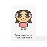 Brunette Girl in Pink Graduation Card