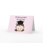 Brunette Girl Kindergarten Graduate Greeting Cards