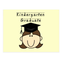Brunette Girl Kindergarten Graduate Post Cards