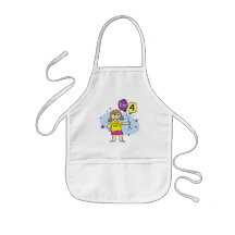 Brunette Girls I'm 4 4th Birthday Apron
