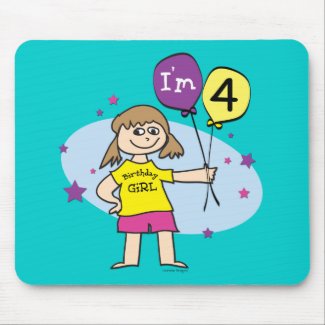 Brunette Girls I'm 4 4th Birthday Mousepad mousepad