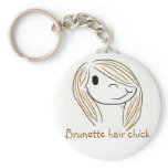 Brunette hair chick key chain