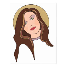 Brunette Hair Woman Postcards