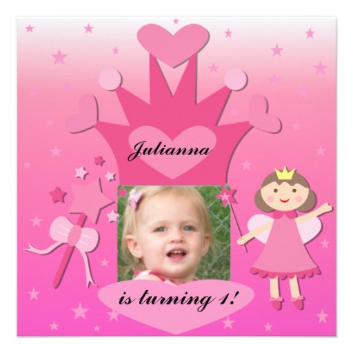 Brunette Party With The Princess Birthday Invites