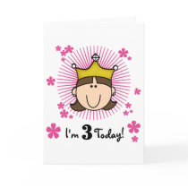Brunette Princess 3rd Birthday Tshirts and Gifts Cards