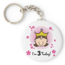 Brunette Princess 3rd Birthday Tshirts and Gifts Keychains